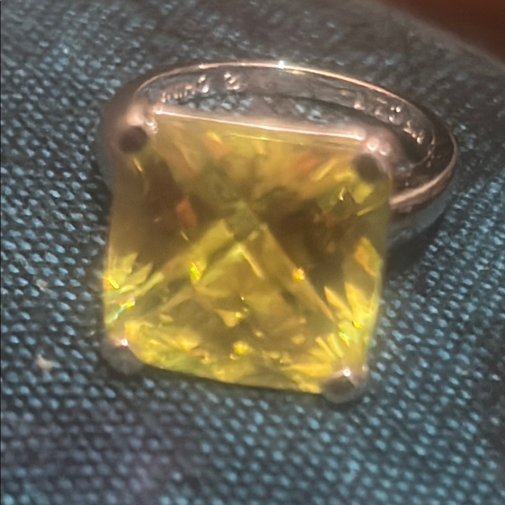 Vibrant Yellow and Silver Gemstone Ring
